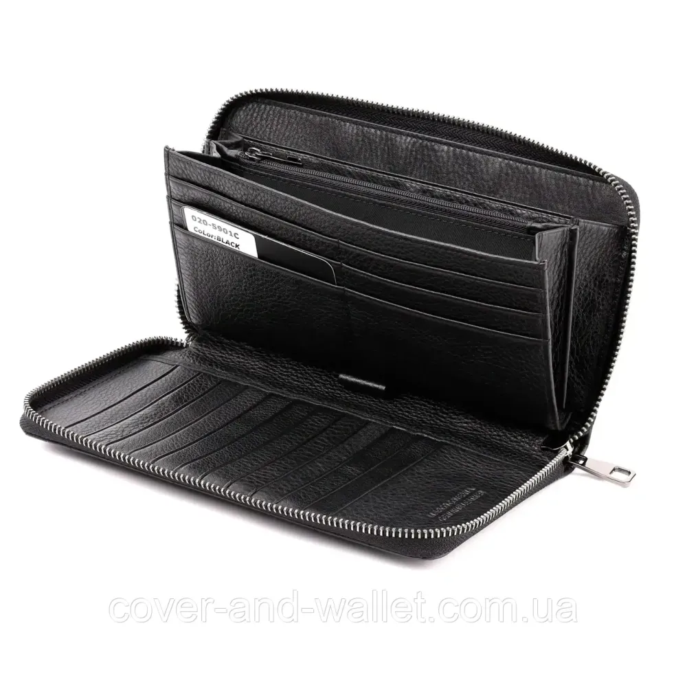 Модний чоловічий гаманець клатч із натуральної шкіри з фактурою під крокодила Marco Coverna 5901 Black Київ - фото 6
