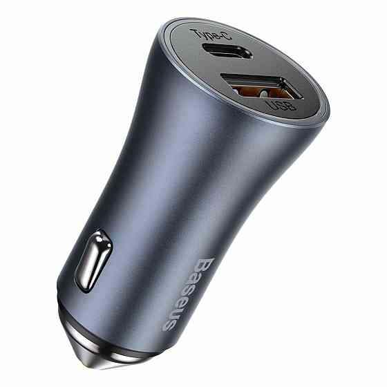 АЗП Baseus Golden Contactor Pro Dual Car Charger U+C 40W (With Cable Type-C/ iP 1m) Dark Grey Київ