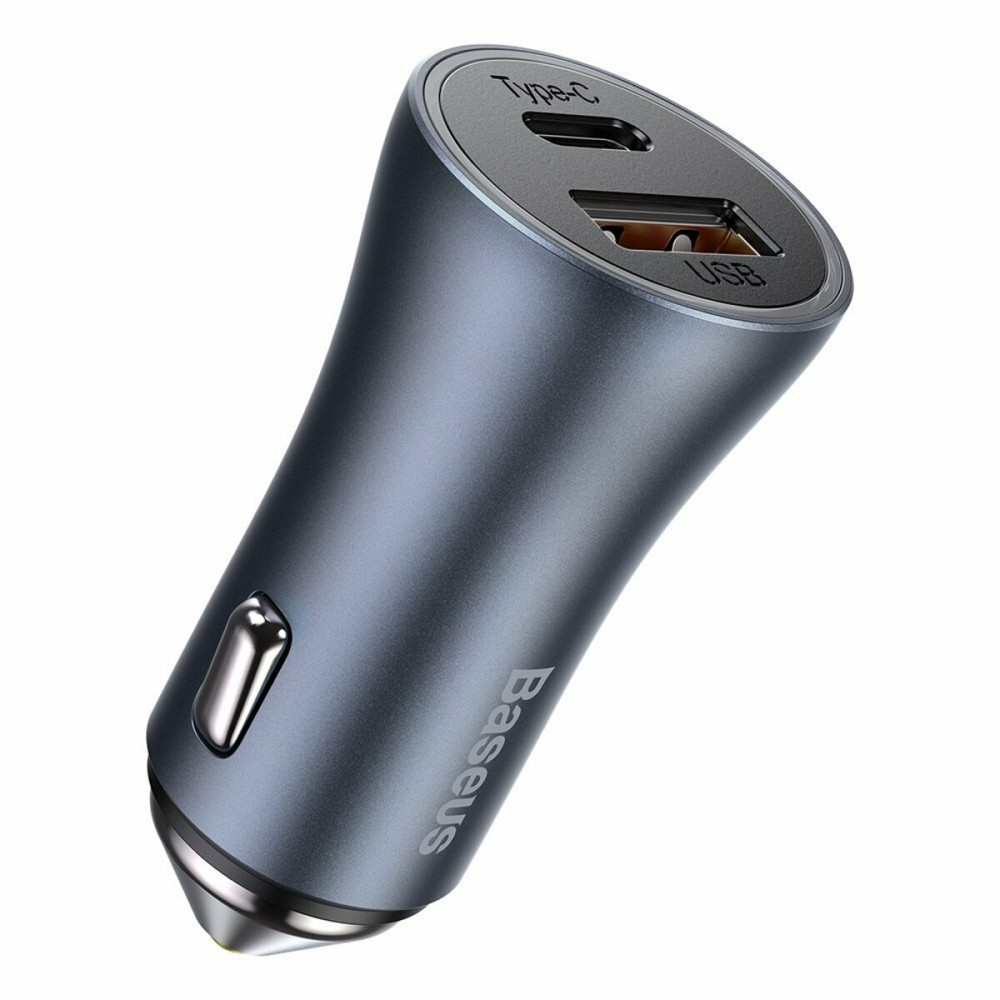 АЗП Baseus Golden Contactor Pro Dual Car Charger U+C 40W (With Cable Type-C/ iP 1m) Dark Grey Київ - фото 2