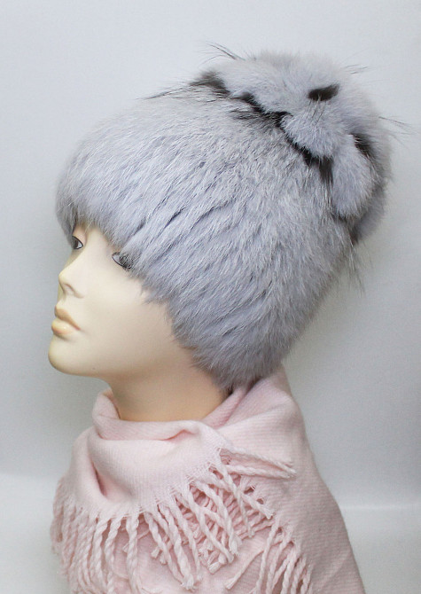 Шапка хутряна жіноча квіточка Белла Сірий Харків - фото 4