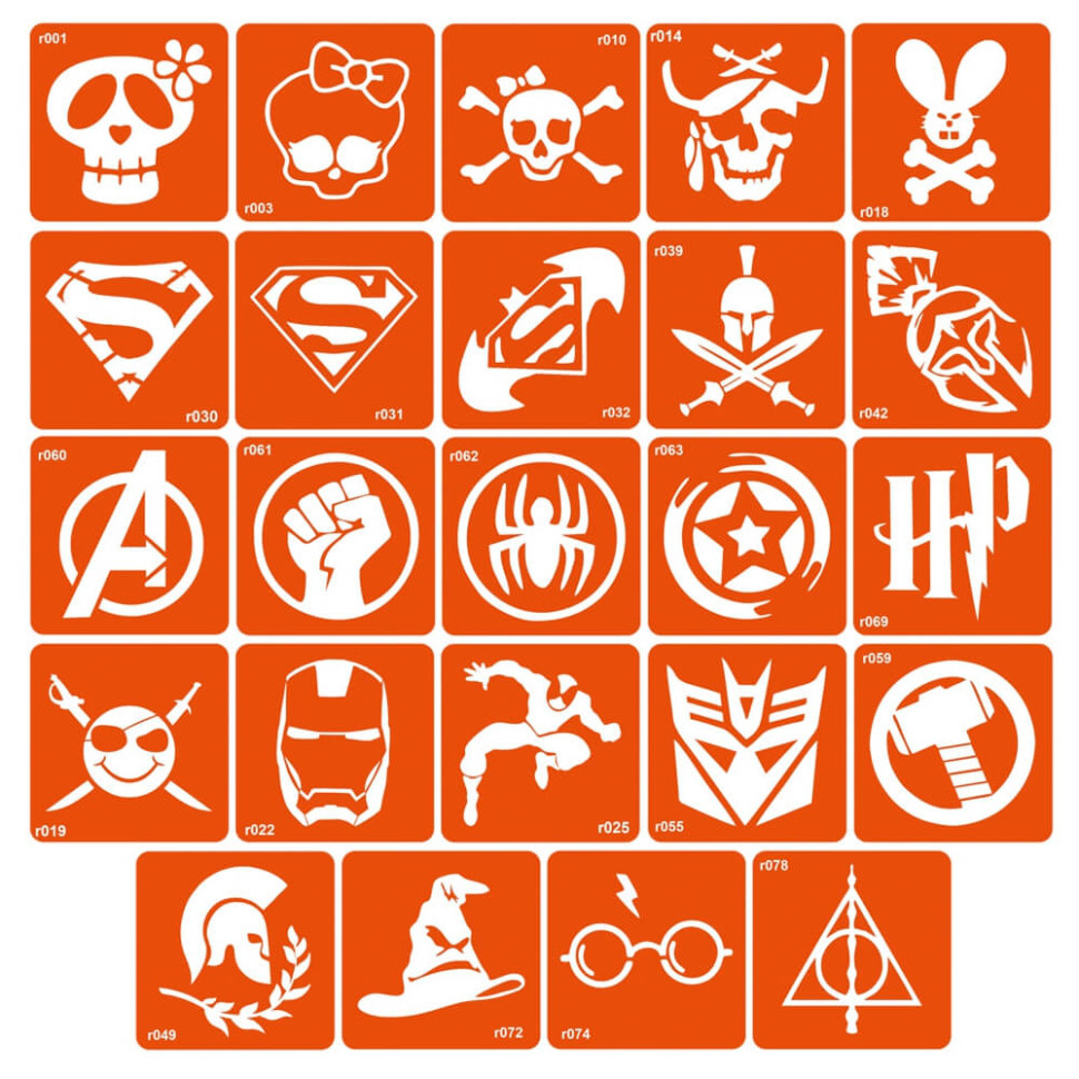 Набір трафаретів для біо-тату «R - пірати і герої» r-simple_24_1 Вінниця - фото 1