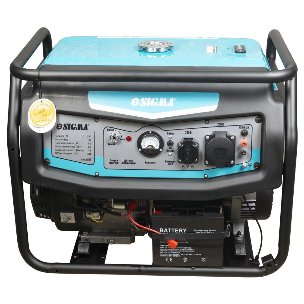 Генератор бензиновий 230 В 6.0/6.5 кВт 4-тактний електрозапуск SIGMA (5710491) Київ - фото 1