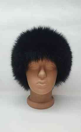 Меховая повязка на голову женская песцовая Черный Харьков