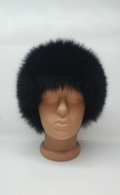 Меховая повязка на голову женская песцовая Черный Харьков - изображение 1