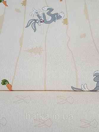 Обои виниловые на флизелине AdaWall Ada Kids метровые детские герои мультфильма Луни тюнз кролик Багз Банни Киев