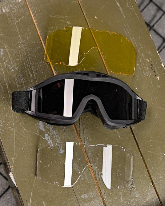 Защитные тактические очки-маска с сменными линзами   black   ПП7845 Одесса - изображение 3