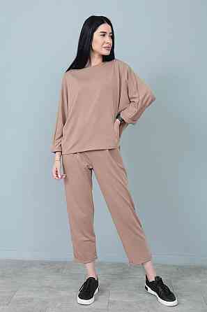 Прогулянковий костюм вільного крою "Lamark" оптом | Розпродаж моделі Капучіно, 42-44 Київ