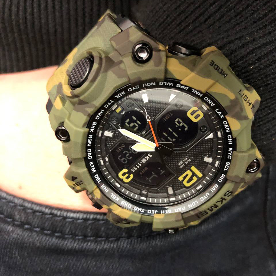 Спортивные часы мужские водонепроницаемы SKMEI 1155BCMGN GREEN CAMO, Часы военной тематики DS-71 Львов - изображение 4