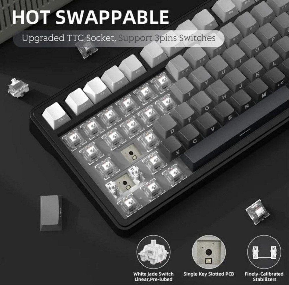 Механічна клавіатура Attack Shark X85 (Чорно-білий градієнт) Харків - фото 2