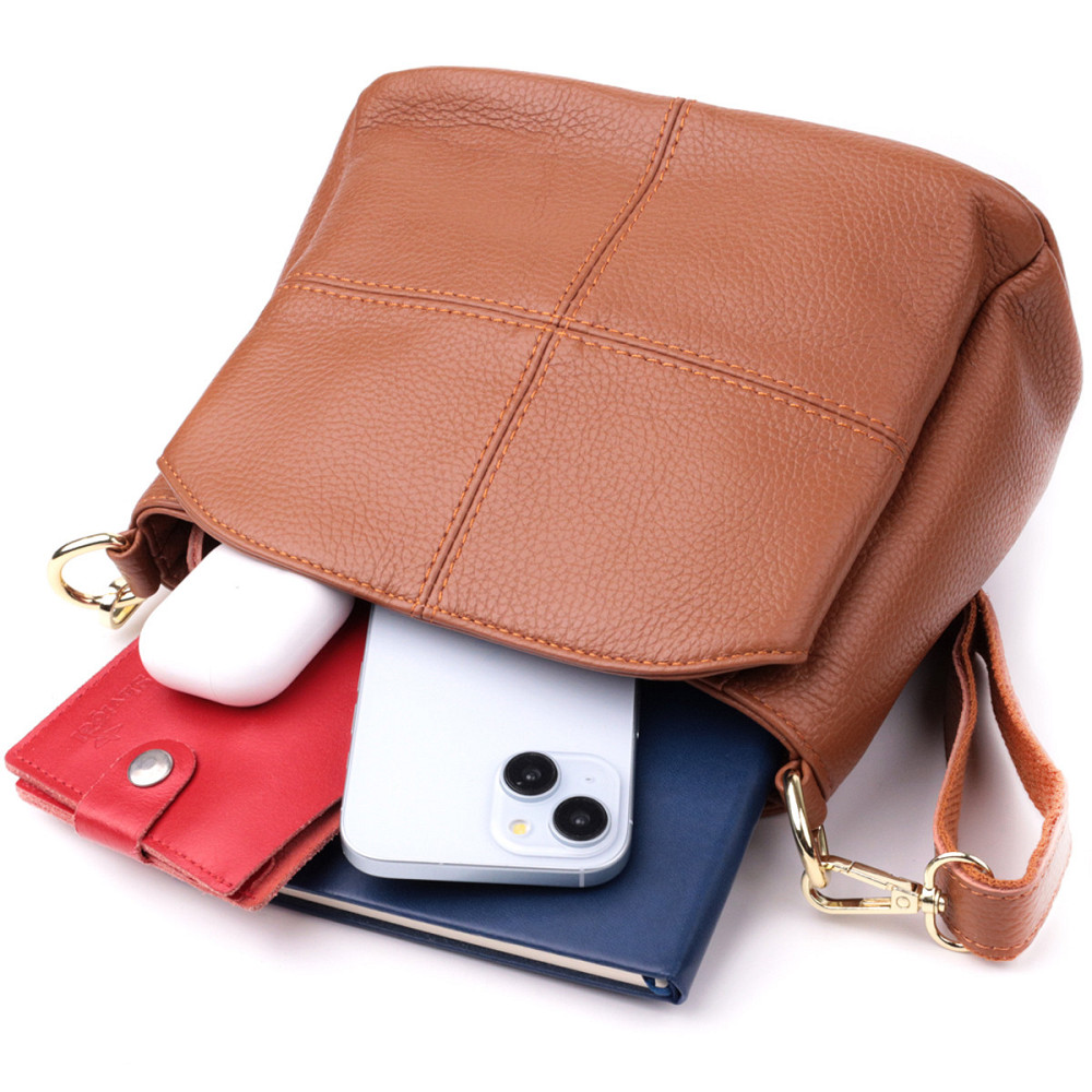 Замечательная женская сумка с твердым дном из натуральной кожи Vintage sale_15108 Рыжий Киев - изображение 8