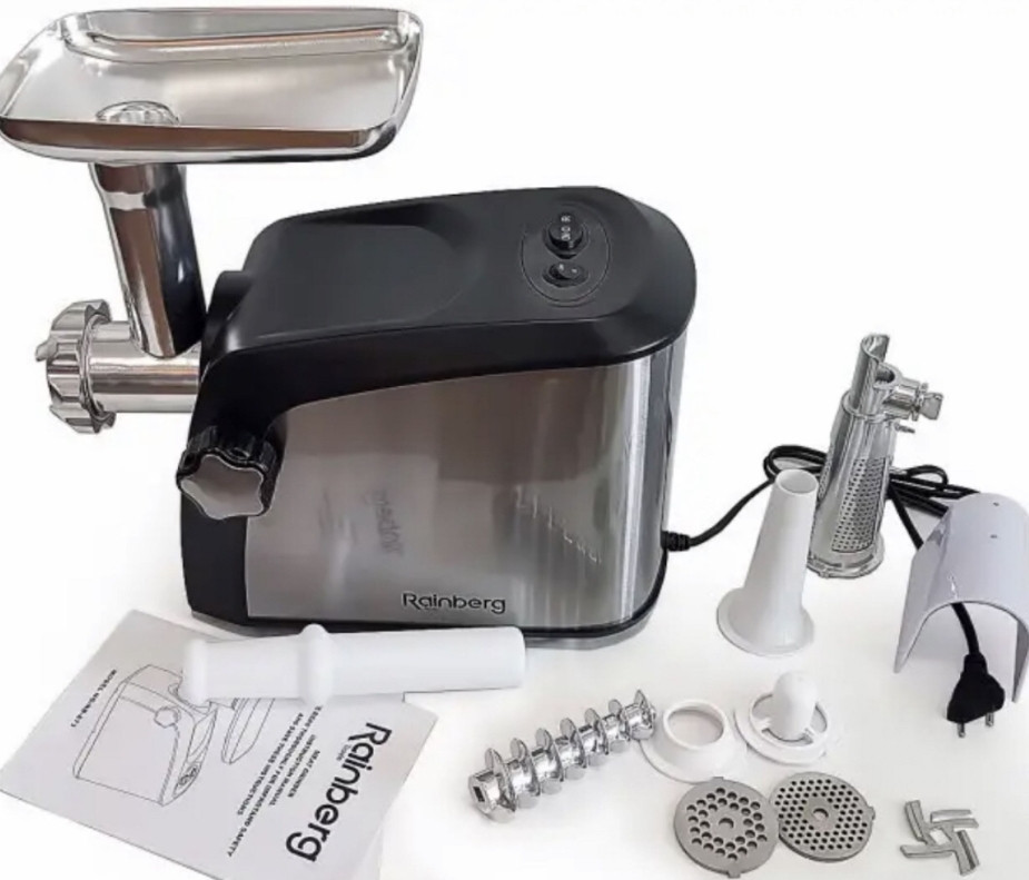 М'ясорубка Rainberg RB-673A + соковичавниця 3 насадки та реверс 3800W. Київ - фото 5