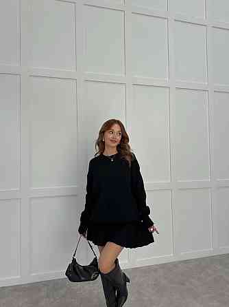 Женский вязаный костюм свитер оверсайз и стильная юбочка 70% Акрил 30% котон Одесса