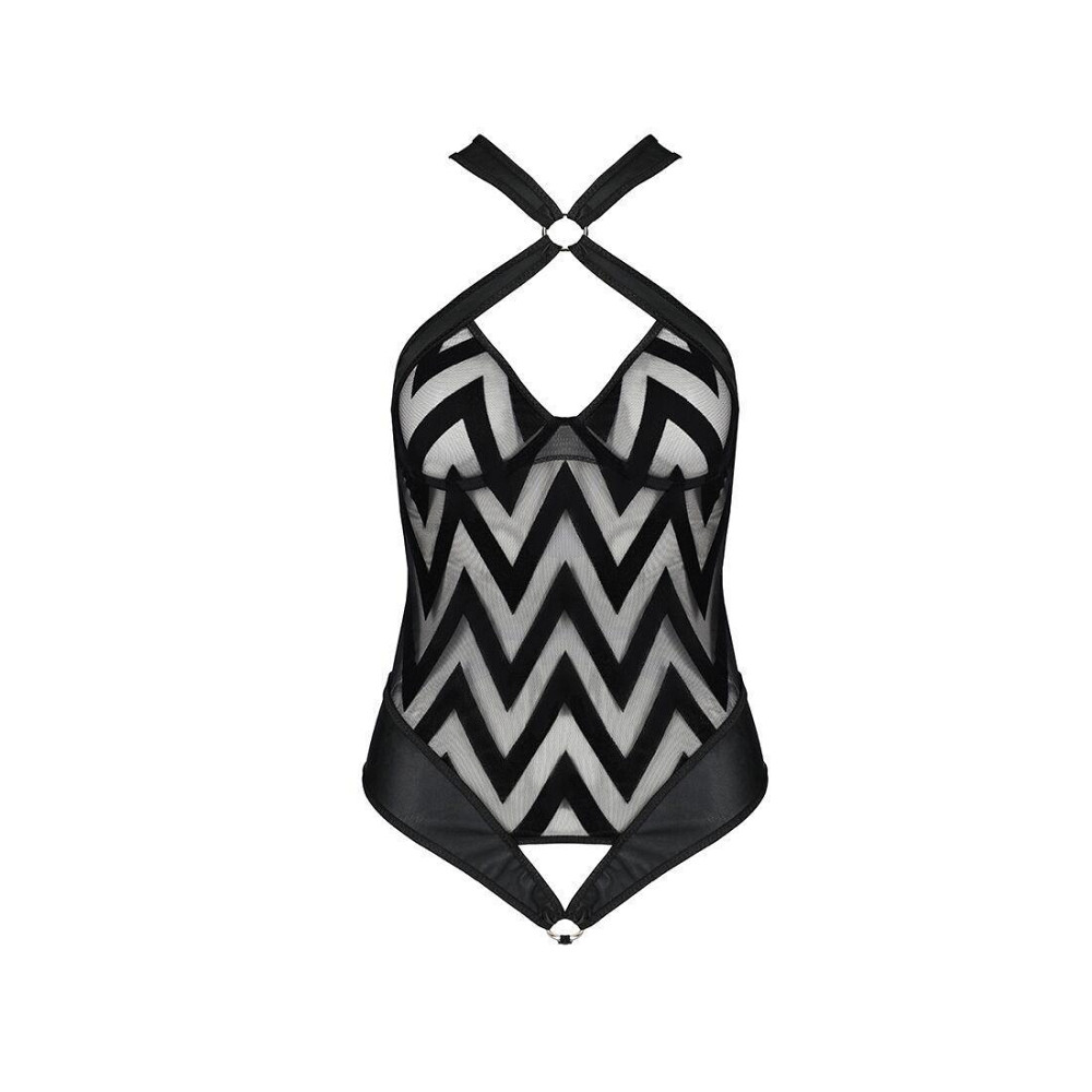 Сітчастий боді з халтером та ритмічним малюнком Passion Hima Body S/M, black Sex Aura Київ - фото 3