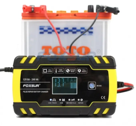 Зарядное устройство для автомобильного аккумулятора Foxsur 12V-8A/24V-4A 12V-8A Винница
