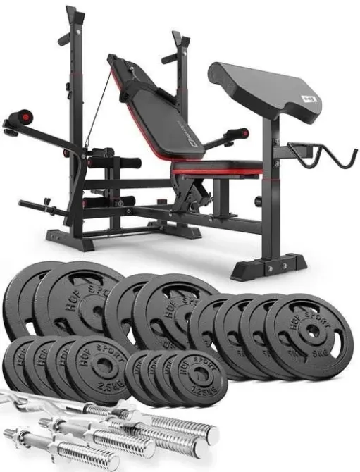 Тренажер Hop-Спорт Zestaw kulturystyczny Strong 106kg z ławką HS-1075 Київ - фото 1