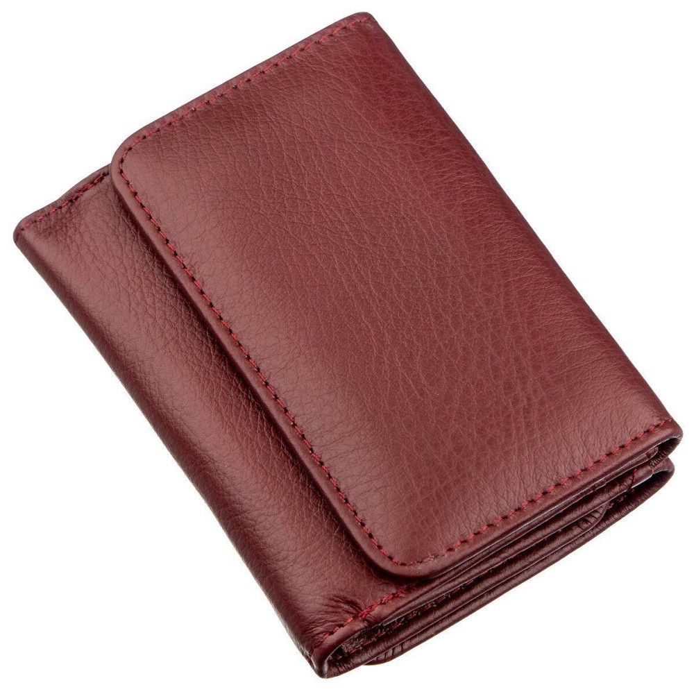Компактний жіночий шкіряний гаманець темно-червоний (ST Leather) Київ - фото 17