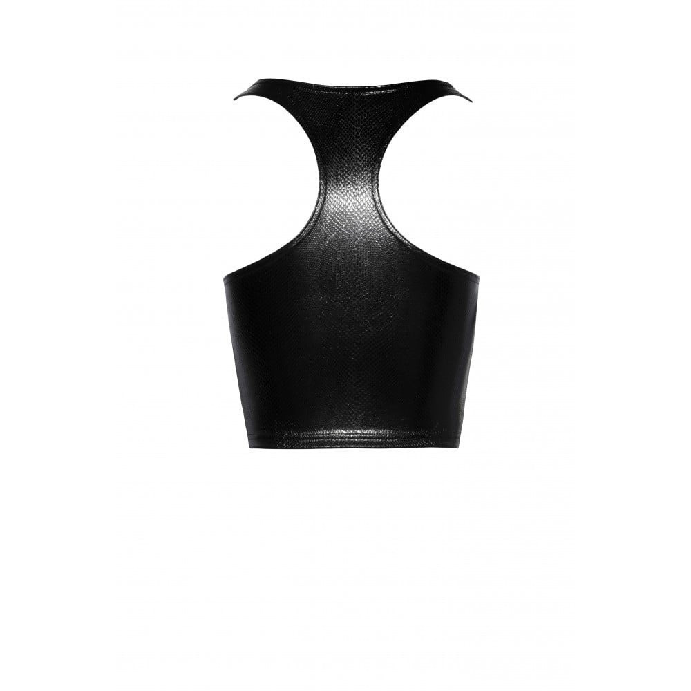 Топ еротичний вініловий зі зміїним тисненням M F275 Noir Handmade, чорний Sex Aura Київ - фото 4