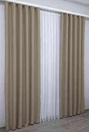 Комплект готових штор VR-Textil Блекаут Midnight № 1230ш Темний бежевий 150х290 см 2 шт (33-0069) Київ
