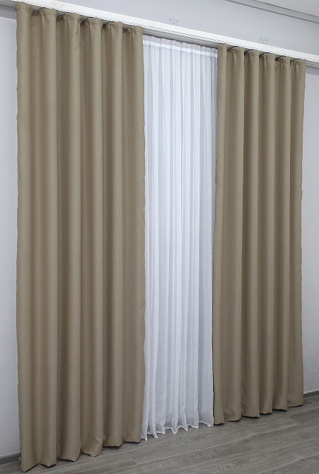 Комплект готових штор VR-Textil Блекаут Midnight № 1230ш Темний бежевий 150х290 см 2 шт (33-0069) Київ - фото 5