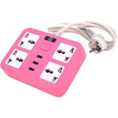 Мережевий фільтр живлення Voltronic TВ-Т15, 4роз, 3*USB Pink (ТВ-Т15-Pink) Вінниця - фото 1