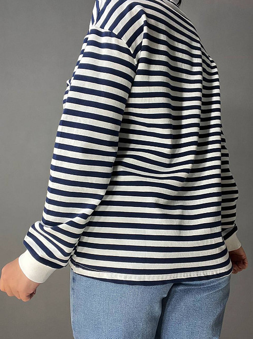 Лонгслів жіночий TEXTURE 1255 реглан смугастий трикотажний оверсайз крій, темно-синій, one size Київ - фото 4