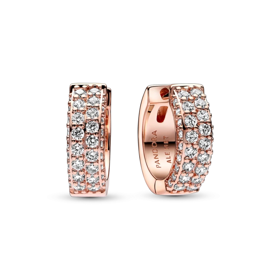 Срібні сережки Пандора "Два рядки паве" MasterSem Київ - фото 1