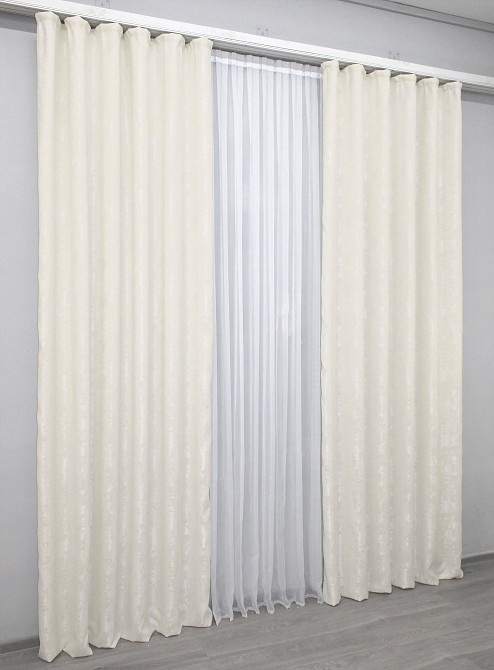 Комплект готових штор VR-Textil Жакард Sultan YL № 1294ш Молочний 150х270 см 2 шт (33-0142) Київ - фото 5