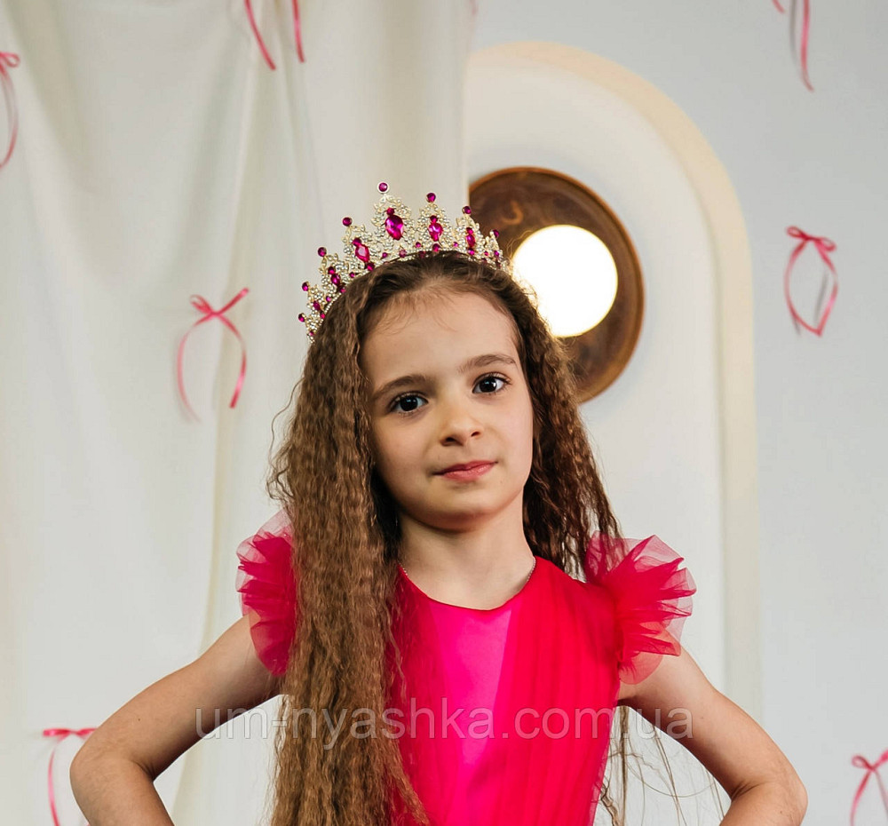 Диадема на обруче Корона малиновая с камнями Кривой Рог - изображение 2