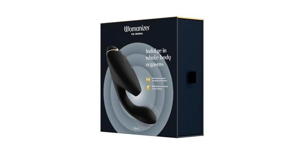 Двойной вакуумный клиторальный стимулятор с вибрацией Womanizer Duo 2 - Black, независимые моторы Sex Aura Киев - изображение 9