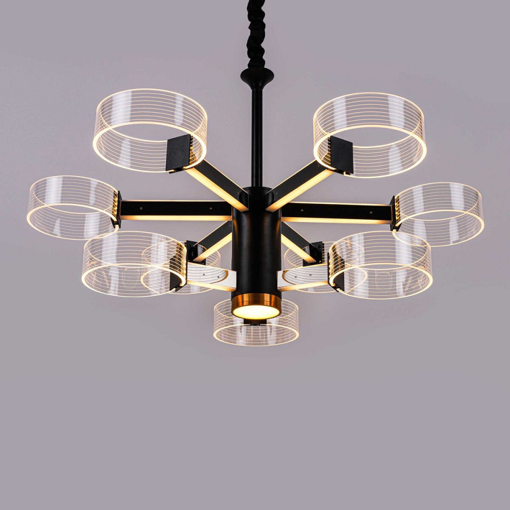 Люстра світлодіодна акрілова Sirius N 3705-6+3 BLACK+GD 98W Коломия - фото 1