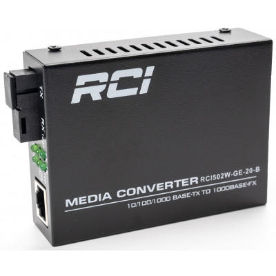 Медиаконвертер RCI 1G, 20km, SC, RJ45, Tx 1550nm standart size metal case (RCI502W-GE-20-B) Винница - изображение 1