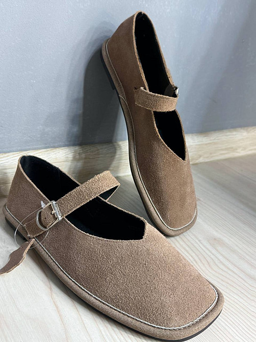 Балетки жіночі Meideli 0109-8 Mary Jane з ремінцем натуральна замша бежеві, 39, 25 см Київ - фото 6