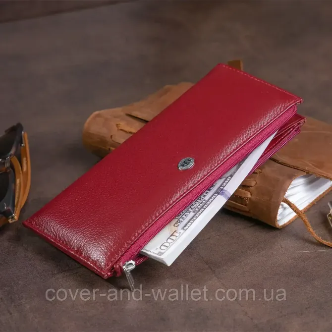 Бордовый тонкий женский кошелек на молнии ST 025 date red Киев - изображение 10