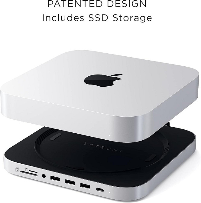SATECHI док-станція для Mac mini, концентратор для M.2 SATA SSD, підставка для M1, M2, M2 Pro, Mac Studio, Type-C хаб, сріблястий Київ - фото 9