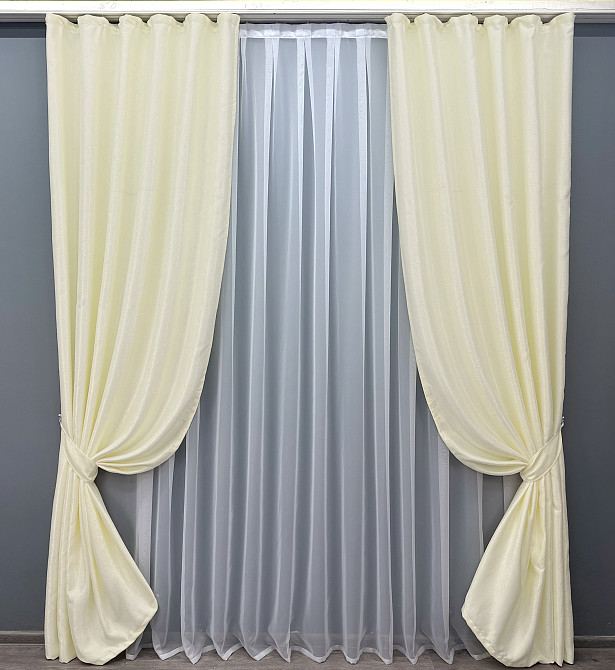 Комплект готових штор VR-Textil Софт № 729ш Молочний 150х270 см 2 шт (30-697) Київ - фото 2