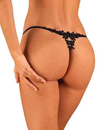 Прозорі стрінги з доступом Obsessive Celia Noir crotchless thong XL/2XL Sex Aura Київ