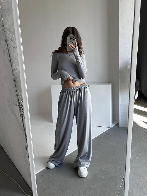 Жіночий базовий прогулянковий костюм двійка: лонгслів і штани турецька віскоза Одеса - фото 8