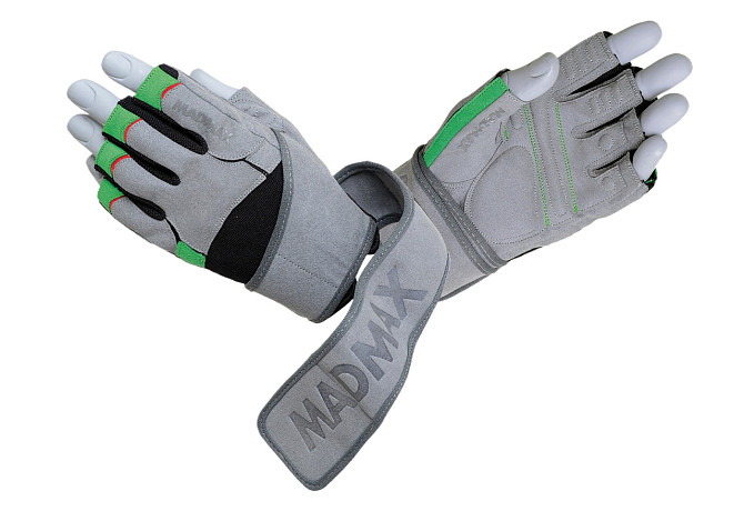 Рукавички для фітнесу MadMax MFG-860 Wild Grey/Green M Каменское - изображение 1