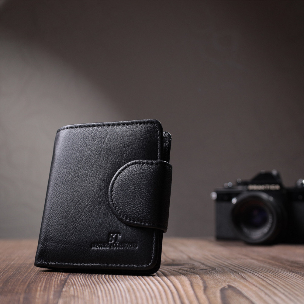 Вертикальный кошелек для женщин из натуральной кожи ST Leather 22701 Черный Киев - изображение 9