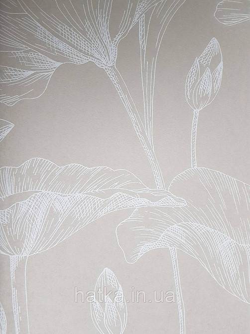 Обои флизелиновые эко Khroma Lotus 0,53Х10 цветы нежные прованс белые на песочном Киев - изображение 1