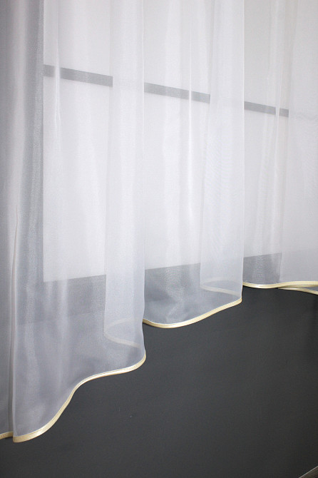 Кухонная тюль арка с ламбрекеном VR-Textil № 025к Белый с бежевым 270х170 см (52-0712) Киев - изображение 5