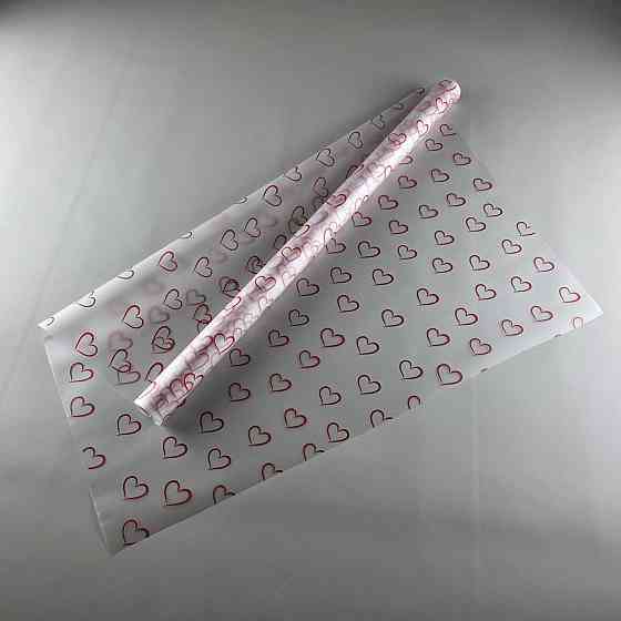 Калька для цветов рулон 8м тонированный матовый (77) (h680) №805 Сердечки красные (1 шт) Харьков