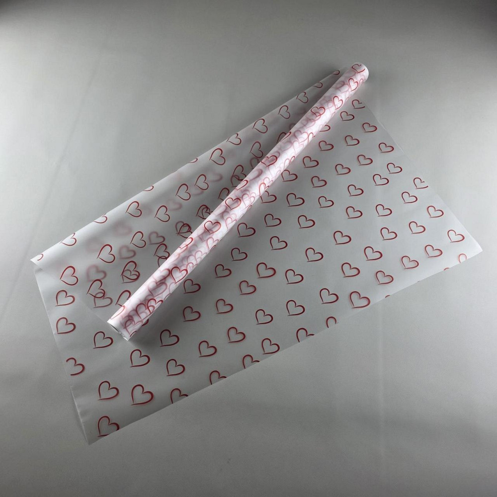 Калька для цветов рулон 8м тонированный матовый (77) (h680) №805 Сердечки красные (1 шт) Харьков - изображение 1