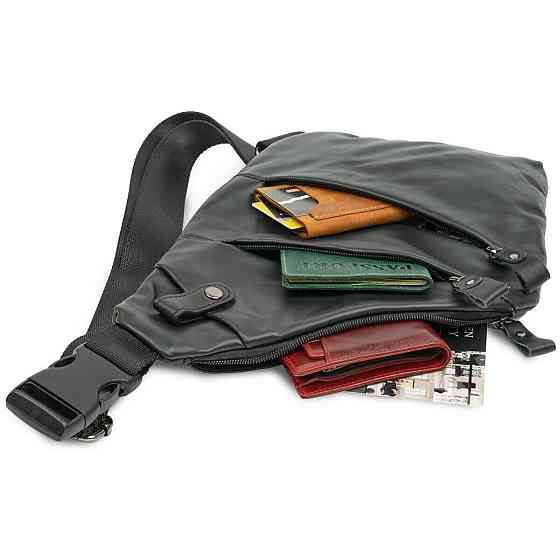 Практичная сумка через плечо кожаная 14997 Vintage Черная Киев