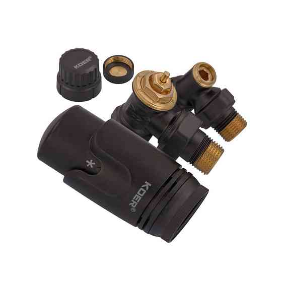 Комплект для підключення радіатора Koer SET-24.Black - 1/2'' кутовий з термоголовкою (KR5283) Київ