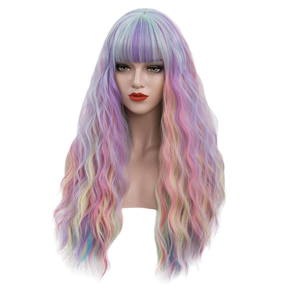 Парик разноцветный длинный волнистый термостойкий 60 см, радужные синтетические волосы для косплея, Хэллоуина Киев - изображение 4