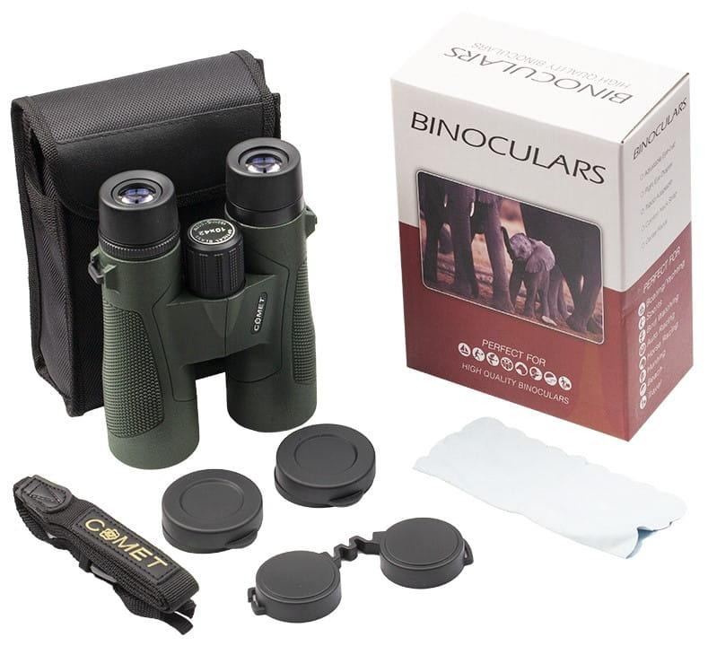 Бінокль тактичний водостійкий для полювання і риболовлі туризму Comet W13 (10x42A) waterproof зелений в чохлі Київ - фото 3