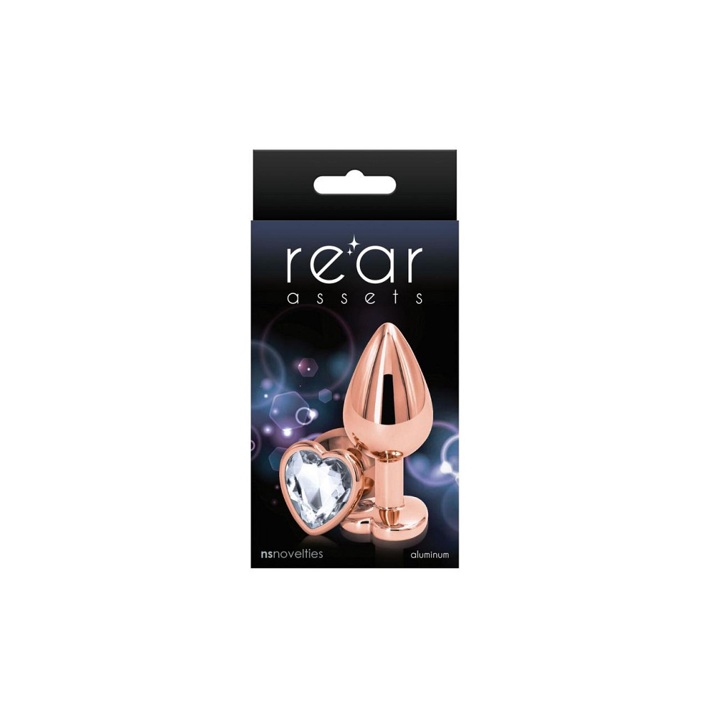 Анальная пробка NS Novelties Rear Assets - Rose Gold Heart - Medium - Clear Sex Aura Киев - изображение 2