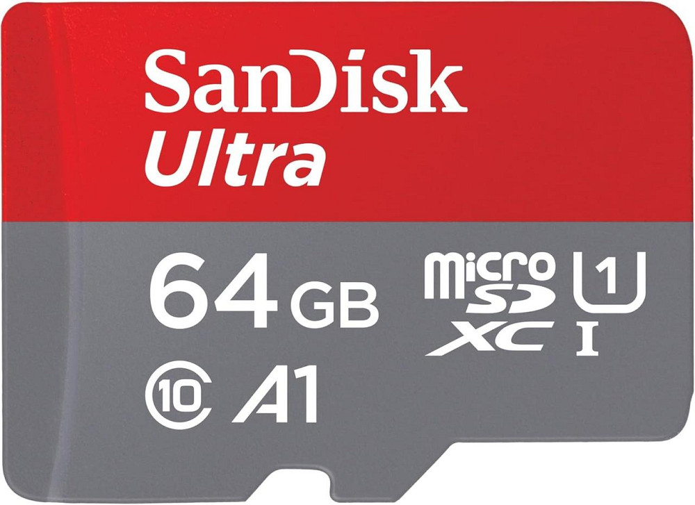 Карта пам'яті SanDisk Ultra SDSQUAB-064G-GN6MA 64GB червоно-сіра microSDXC A1 Class 10 U1 UHS-I до140MB/s з адаптером для Київ - фото 1