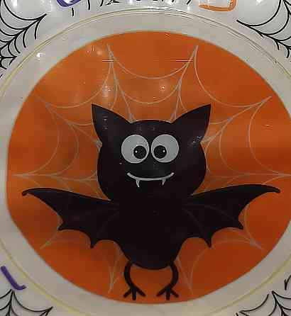 Наклейка для Хэллоуина Летучая мышь 8 см оранжево-черный Киев